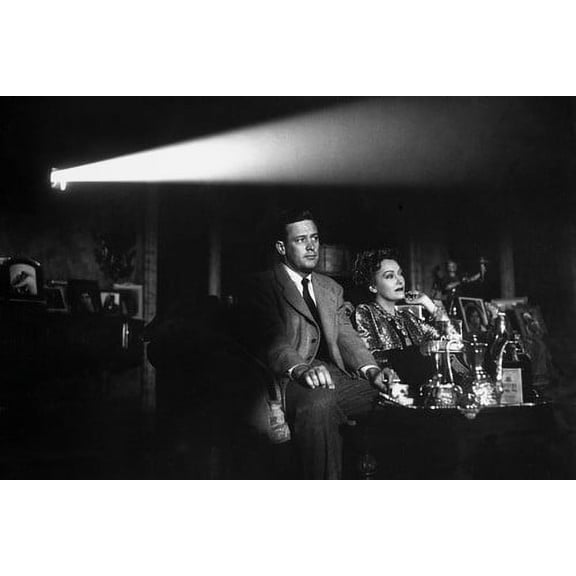 William Holden and Nancy Olson in Sunset Blvd. 24x36 Poster in movie theatre