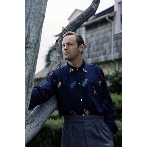William Holden in colorful shirt rare pose at home 24x36 Poster
