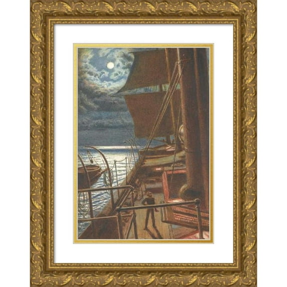 William Holman Hunt 11x14 Gold Ornate Wood Frame and Double Matted Museum Art Print Titled - Homeward Bound (The Pathless Waters)