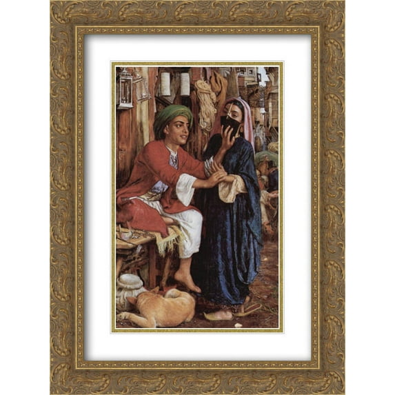 William Holman Hunt 2x Matted 18x24 Gold Ornate Framed Art Print 'The Lantern Maker's Courtship'