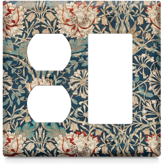 William Honeysuckle Single Duplex Single Rocker Light Switch Cover Decorative Double Wall Plates Switch Plates Electrical Socket Covers for Home Bathroom Decor 4.6 × 4.6 Inch