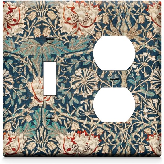 William Honeysuckle Single Toggle Single Duplex Decorative Light Switch Cover Double Wall Plates Switch Plates Electrical Socket Covers for Home Bathroom Decor 4.6 * 4.6 Inch