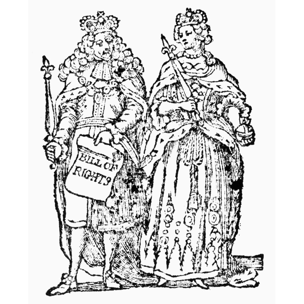 William Iii & Queen Mary. Nking William Iii Of England Holding The Bill