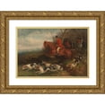 thumbnail image 1 of William J. Shayer 24x18 Gold Ornate Framed and Double Matted Museum Art Print Titled - Foxhunting; Breaking Cover (1863), 1 of 4