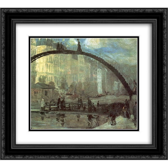William James Glackens 2x Matted 24x20 Black Ornate Framed Art Print 'La Villette'