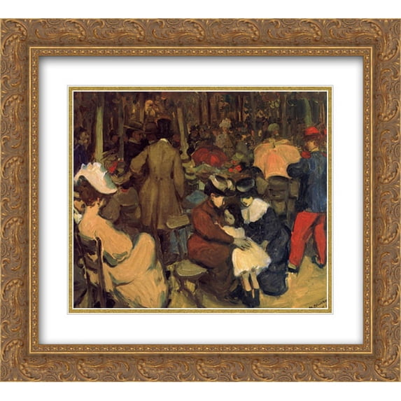 William James Glackens 2x Matted 24x20 Gold Ornate Framed Art Print 'Figures in a Park, Paris'
