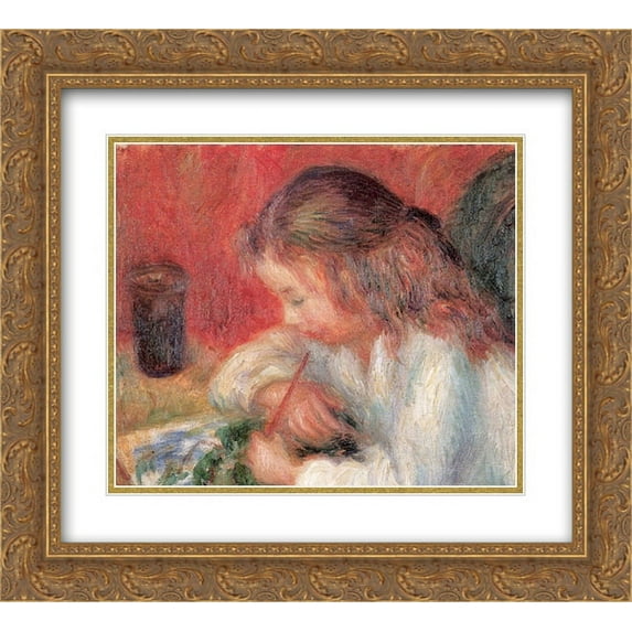William James Glackens 2x Matted 24x20 Gold Ornate Framed Art Print 'Lenna Painting (The Artist's Daughter)'