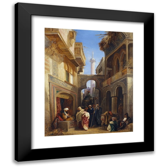 William James Müller 20x24 Black Modern Framed Museum Art Print Titled - Street Scene in Cairo (1839)