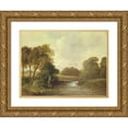 thumbnail image 1 of William Jones 24x18 Gold Ornate Framed and Double Matted Museum Art Print Titled - Fishing- Playing a Fish, 1 of 4