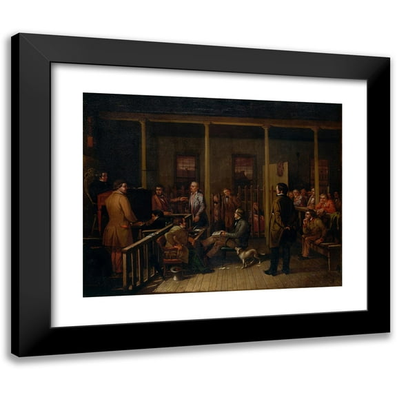 William Josiah Brickey 14x12 Black Modern Framed Museum Art Print Titled - Missouri Courtroom (1852)