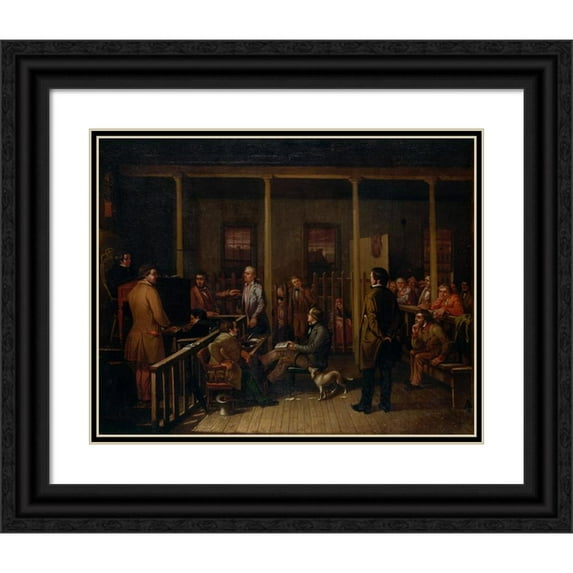 William Josiah Brickey 24x20 Black Ornate Framed Double Matted Museum Art Print Titled: Missouri Courtroom (1852)