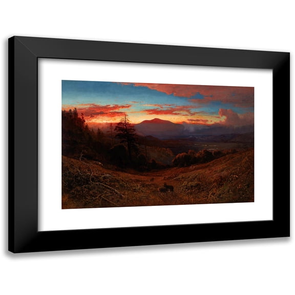 William Keith 14x11 Black Modern Framed Museum Art Print Titled - Sunset on Mount Diablo (Marin Sunset) (1877)