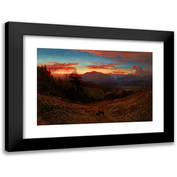 William Keith 24x17 Black Modern Framed Museum Art Print Titled - Sunset on Mount Diablo (Marin Sunset) (1877)