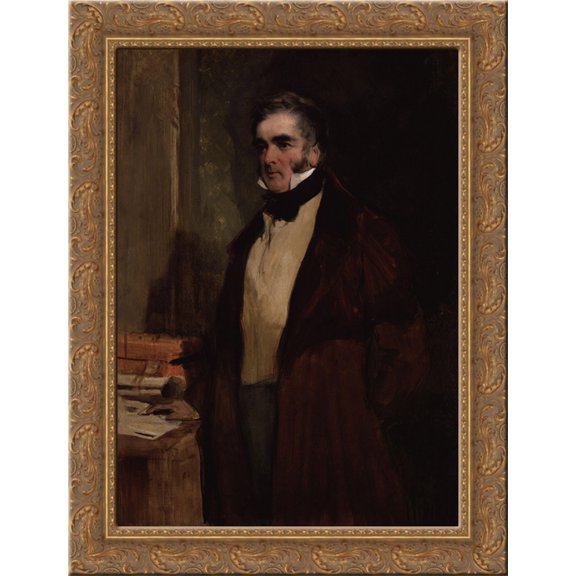 William Lamb, 2nd Viscount Melbourne 24x18 Gold Ornate Wood Framed Canvas Art by Edwin Henry Landseer
