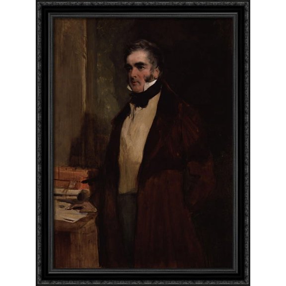 William Lamb, 2nd Viscount Melbourne 28x36 Large Black Ornate Wood Framed Canvas Art by Edwin Henry Landseer