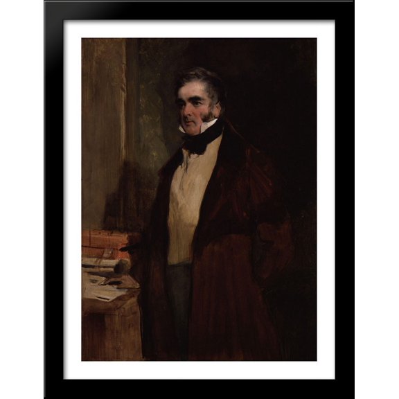 William Lamb, 2nd Viscount Melbourne 28x36 Large Black Wood Framed Print Art by Edwin Henry Landseer