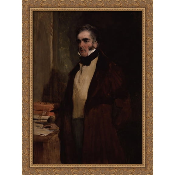 William Lamb, 2nd Viscount Melbourne 28x36 Large Gold Ornate Wood Framed Canvas Art by Edwin Henry Landseer