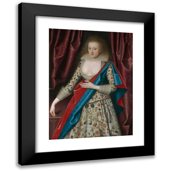 William Larkin 11x14 Black Modern Framed Museum Art Print Titled - Portrait of a Young Lady, Possibly Jane, Lady Thornhaugh (1617)