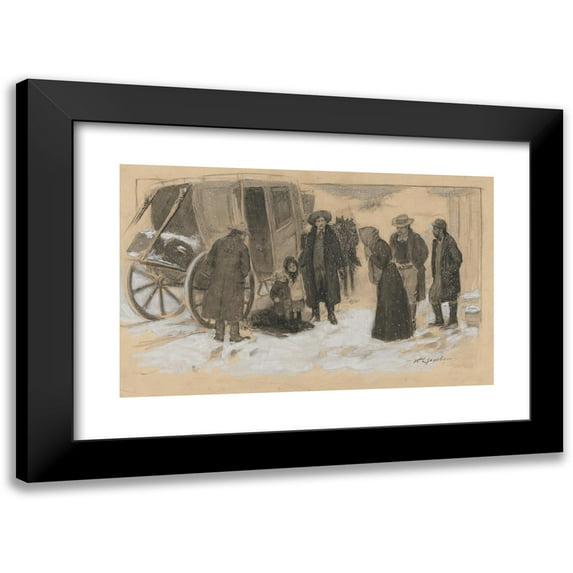 William Leroy Jacobs 14x11 Black Modern Framed Museum Art Print Titled - Sketch for “Christmas on the River”