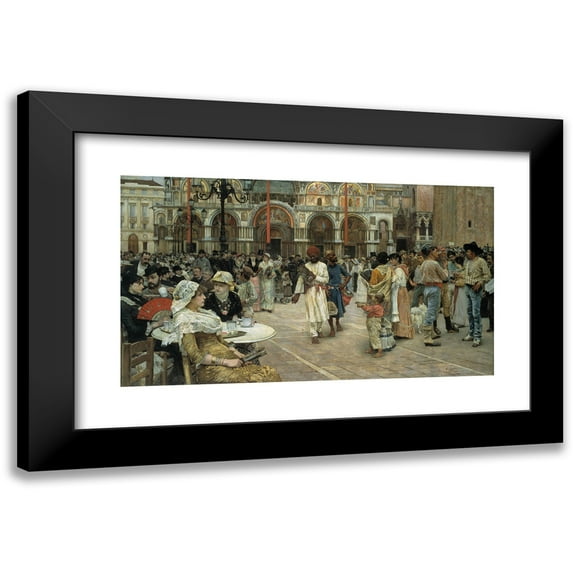 William Logsdail 14x10 Black Modern Framed Museum Art Print Titled - The Piazza of Saint Mark's, Venice (1883)