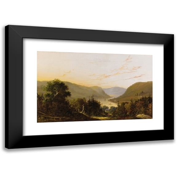 William Louis Sonntag 14x11 Black Modern Framed Museum Art Print Titled - Hudson River Landscape with River Traffic