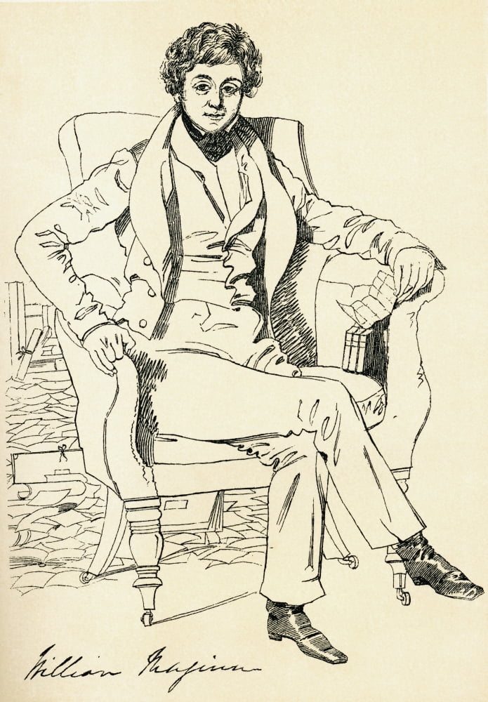 William Maginn The Doctor 1794 - 1842 Irish Journalist And Miscellaneous Writer From The Maclise Portrait Gallery Published 1898 Canvas Art - Ken Welsh Design Pics (24 x 36)