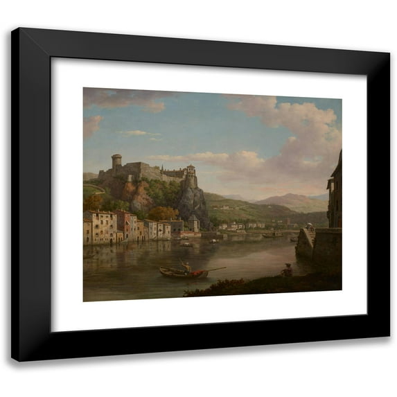 William Marlow 23x20 Black Modern Framed Museum Art Print Titled - View of the Saone and the Chateau Pierre-Scize (Lyon, France) (Late 18th Century)