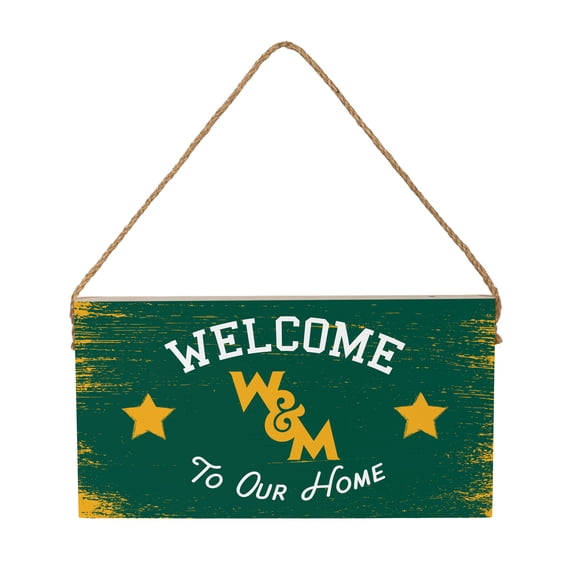 William & Mary Tribe 6" x 11" Welcome Home Wood Wall Sign with Rope Hanger