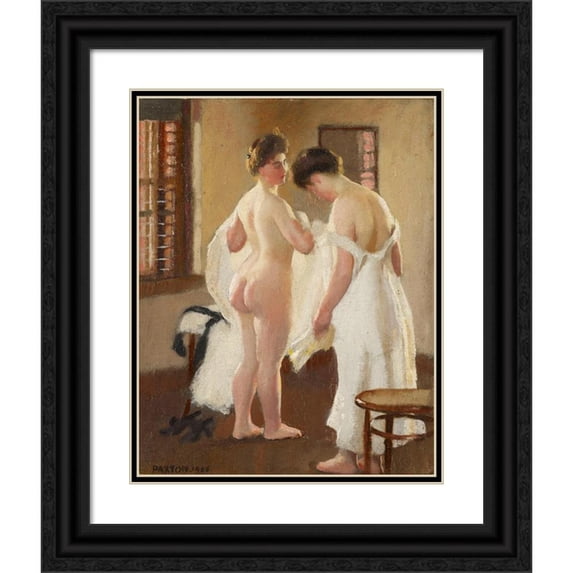 William McGregor Paxton 20x24 Black Ornate Framed Double Matted Museum Art Print Titled: Women Dressing (1906)