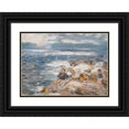 thumbnail image 1 of William Mctaggart 14x11 Black Ornate Wood Framed Double Matted Museum Art Print Titled: Fishing from the Rocks (1891), 1 of 5