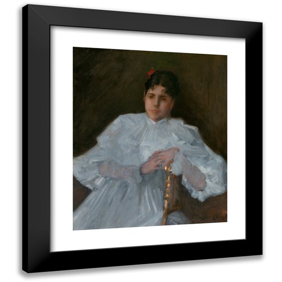William Merritt Chase 12x14 Black Modern Framed Museum Art Print Titled - Girl in White (ca. 1890)