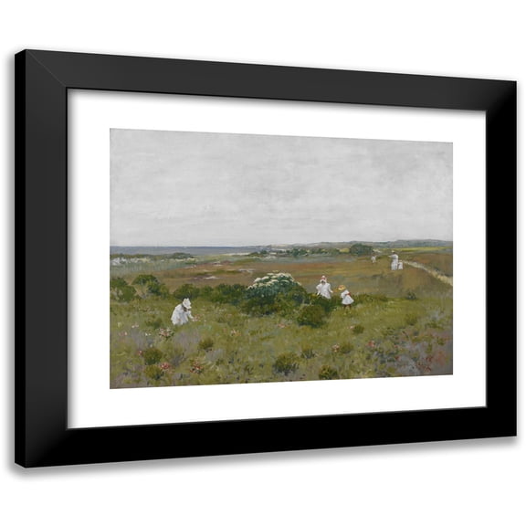 William Merritt Chase 14x12 Black Modern Framed Museum Art Print Titled - Seaside Flowers (circa 1897)