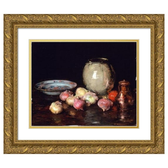 William Merritt Chase 14x12 Gold Ornate Wood Frame and Double Matted Museum Art Print Titled - Just Onions (1912)