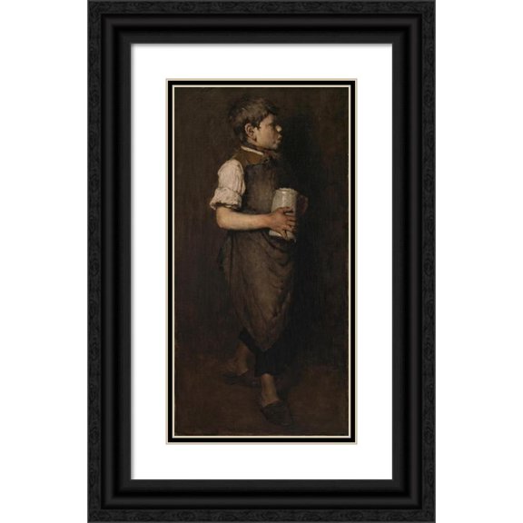 William Merritt Chase 14x24 Black Ornate Framed Double Matted Museum Art Print Titled: The Whistling Boy (1875)