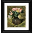 thumbnail image 1 of William Merritt Chase 20x22 Black Ornate Framed Double Matted Museum Art Print Titled: Roses (ca. 1883), 1 of 5