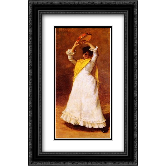 William Merritt Chase 2x Matted 14x24 Black Ornate Framed Art Print 'The Tamborine Girl'