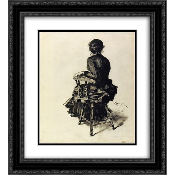 William Merritt Chase 2x Matted 20x24 Black Ornate Framed Art Print 'Figure Study (I)'