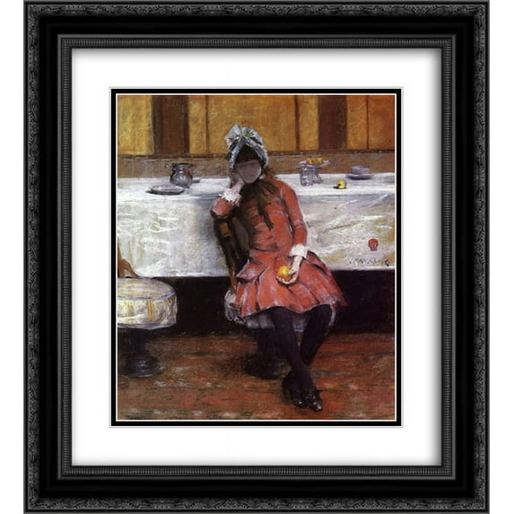 William Merritt Chase 2x Matted 20x24 Black Ornate Framed Art Print 'Sketch on a Young Girl on Ocean Steamer'