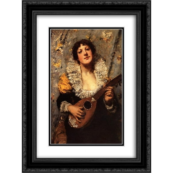 William Merritt Chase 2x Matted 20x24 Black Ornate Framed Art Print 'The Mandolin Player'
