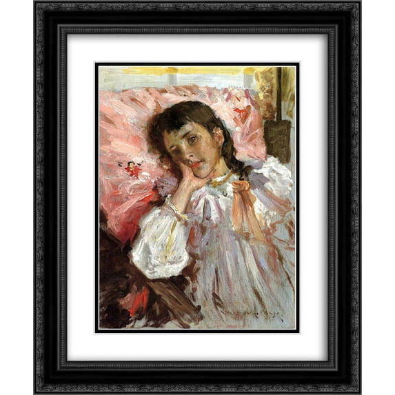 William Merritt Chase 2x Matted 20x24 Black Ornate Framed Art Print 'Tired, aka Portrait of the Artist's Daughter'