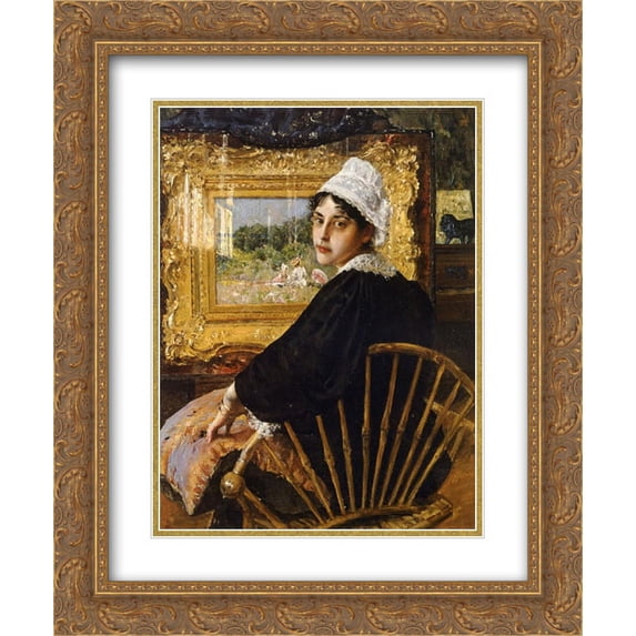 William Merritt Chase 2x Matted 20x24 Gold Ornate Framed Art Print 'A Study (The Artist's Wife)'