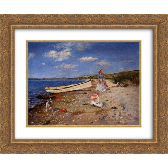 William Merritt Chase 2x Matted 24x20 Gold Ornate Framed Art Print 'A Sunny Day at Shinnecock Bay'