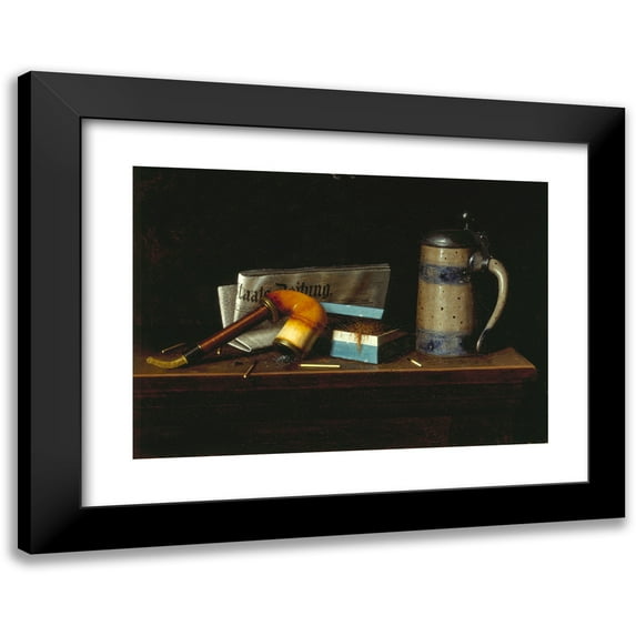 William Michael Harnett 18x14 Black Modern Framed Museum Art Print Titled - With the Staats Zeitung (1890)