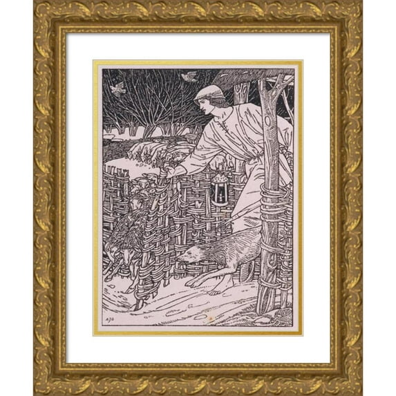 William Morris 12x14 Gold Ornate Wood Frame and Double Matted Museum Art Print Titled - The Shepheardes Calender Conteyning Twelve Aeglogues, Proportionable to the Twelve Monethes (1896)