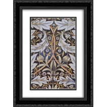 William Morris 2x Matted 18x24 Black Ornate Framed Art Print 'Panel of ceramic tiles designed by Morris and produced by William De Morgan'