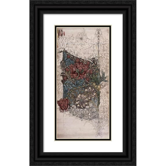 William Morris 9x14 Black Ornate Wood Framed Double Matted Museum Art Print Titled: Honeysuckle (1874)