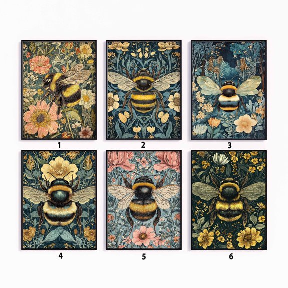 William Morris Bee Poster Set Botanical Art Prints