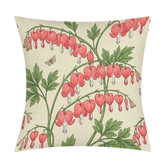 William Morris Botanical Bleeding Heart_001Faux Linen Style 2-Piece Pillow Set, Soft Polyester Throw Pillowcases for All Rooms
