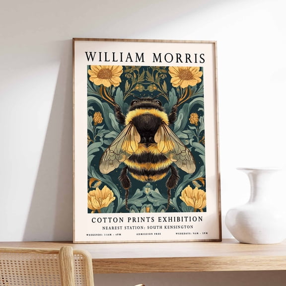 William Morris Bumble Bee Print Floral Botanical Art