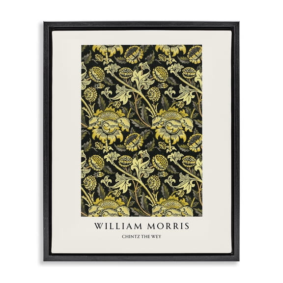 Stupell Industries William Morris Chintz The Wey Black Framed Floater Canvas Wall Art, design by Vintage Hustle, 21 x 17